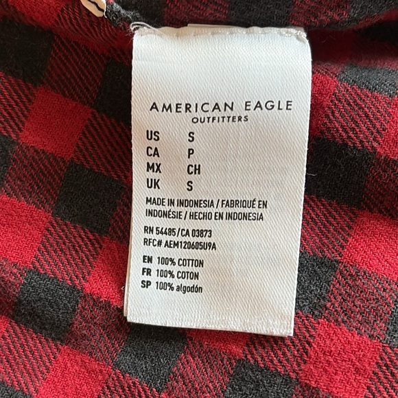 American Eagle Distressed Denim Jacket lined with Plaid Flannel Oversized Fit - Picture 10 of 14